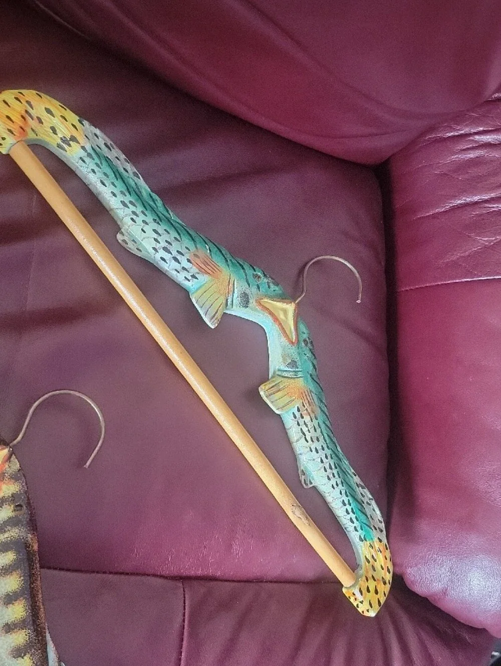 Hand-Painted Fish Wooden Hanger - Colorful Coastal Wall Decor